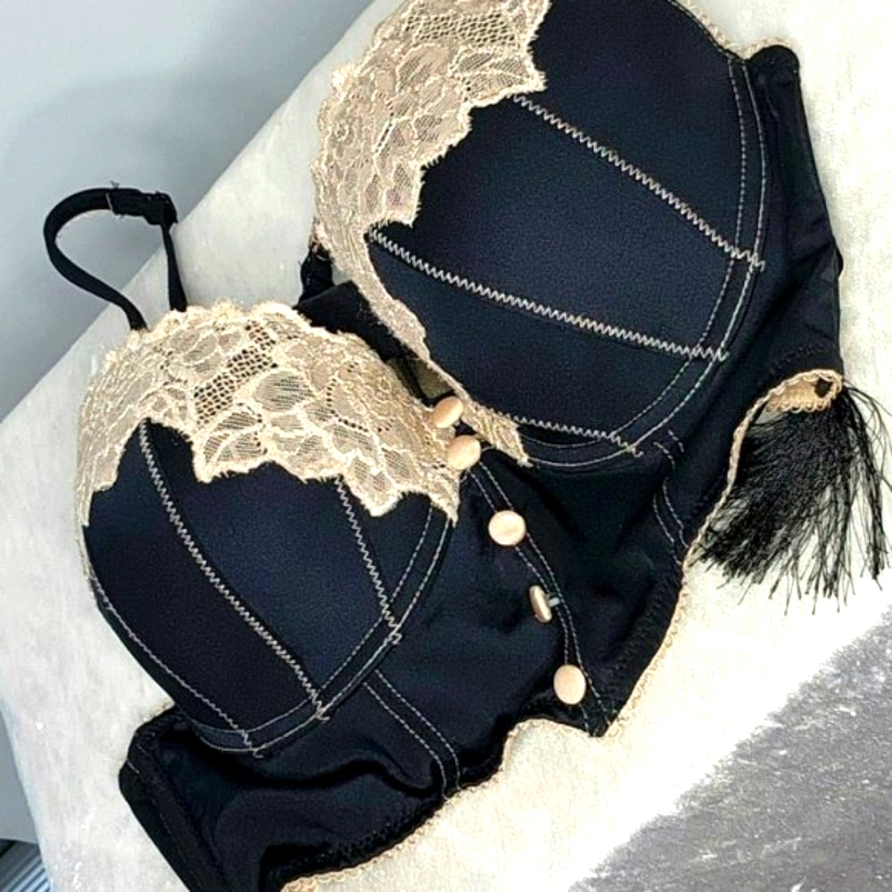 NWT Kardashian size 14 boustier/bra black and pink - Picture 7 of 8